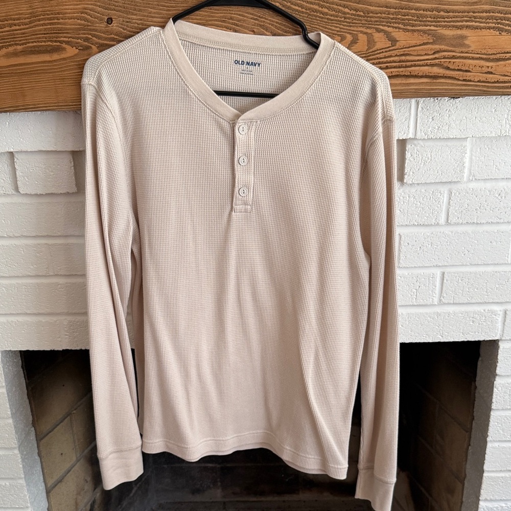 Old Navy Beige Long-Sleeve Henley
